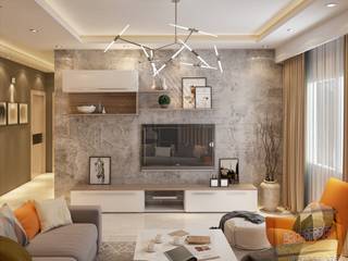 Living room, Archeffect Archeffect モダンデザインの リビング