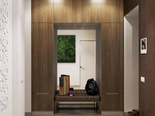 Загородный дом для семьи из 5 человек., CorLeoness CorLeoness Modern corridor, hallway & stairs