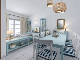 Arredo casa al mare in Brasile, studiosagitair studiosagitair Mediterranean style dining room