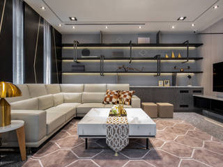 彰化-鹿港陳宅(住宅設計), 在家空間設計 在家空間設計 Modern living room Solid Wood Multicolored