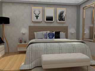 proyecto residenciales , CYNTHIA SALVATIERRA NOA CYNTHIA SALVATIERRA NOA Classic style bedroom Textile Amber/Gold