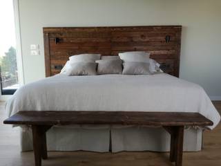 Cabecero a medida con banco a juego., Naturalis Muebles Naturalis Muebles Rustic style bedroom Solid Wood Multicolored