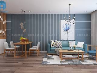 THIẾT KẾ NỘI THẤT CHUNG CƯ SKY CENTER 60M2 - 2 PHÒNG NGỦ - TÂN BÌNH, Công ty Cổ Phần Nội Thất Mạnh Hệ Công ty Cổ Phần Nội Thất Mạnh Hệ Modern living room Wood Wood effect