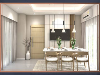 บ้านสร้างเอง 2 ชั้น โซนพระราม 3, BAANSOOK Design & Living Co., Ltd. BAANSOOK Design & Living Co., Ltd. Modern dining room MDF