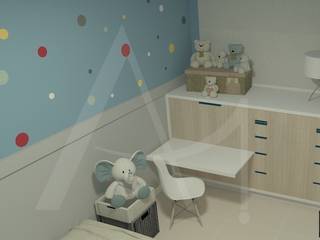 Quarto infantil estilo nórdico - escandinavo, Anny Maciel Interiores - Casa Cor de Riso Anny Maciel Interiores - Casa Cor de Riso Habitaciones para niños de estilo escandinavo Tablero DM