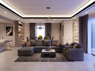 Thiết kế ấn tượng cho CĂN HỘ ĐẢO KIM CƯƠNG, ICON INTERIOR ICON INTERIOR Modern Living Room