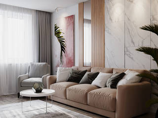 Дизайн интерьера 2-комнатной квартиры 63 кв. м в современном стиле, ЕвроДом ЕвроДом Salas de estilo minimalista