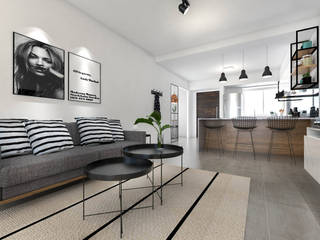 Obra Dorrego - Diseño Departamento 3 ambientes, Bhavana Bhavana Industrial style living room Iron/Steel Grey