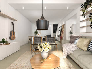 Obra Nuñez - Diseño integral , Bhavana Bhavana Scandinavian style living room Engineered Wood Transparent
