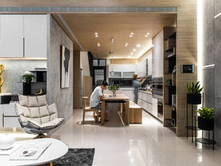 木質天花板讓原本就有凝聚一家人功能的廚房更有溫馨的感覺 Fertility Design 豐聚空間設計 Kitchen units