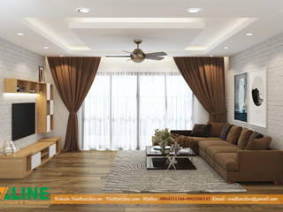 THI CÔNG NỘI THẤT NHÀ CHUNG XUÂN PHƯƠNG HÀ NỘI, NỘI THẤT XLINE NỘI THẤT XLINE غرفة المعيشة خشب Wood effect