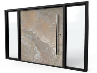 Stone Front Contemporary Entrance Doors, Camel Glass Camel Glass Puertas principales Piedra