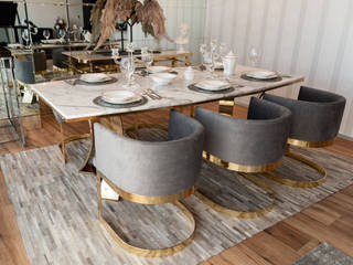 MOBILIARIO RESIDENCIAL DEPARTAMENTO GUADALAJARA, Dis Espacio Dis Espacio Eclectic style dining room Marble Amber/Gold