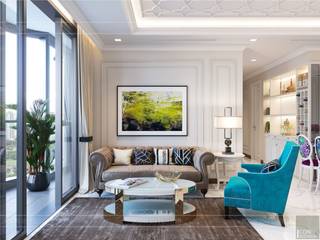THIẾT KẾ CĂN HỘ LANDMARK 81 MS.UYEN - Phong cách Bán cổ điển với tông màu tươi sáng, ICON INTERIOR ICON INTERIOR Living room
