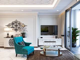 THIẾT KẾ CĂN HỘ LANDMARK 81 MS.UYEN - Phong cách Bán cổ điển với tông màu tươi sáng, ICON INTERIOR ICON INTERIOR Living room