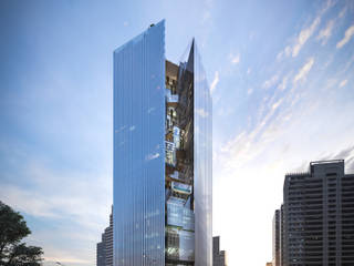 Commercial Bank Headquarters Mixed-use Project, Architecture by Aedas Architecture by Aedas クラシックデザインの 書斎 金属 灰色