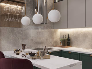 Дизайн проект трехкомнатной квартиры в ЖК Барселона , Студия дизайна Кристины Артебякиной Студия дизайна Кристины Артебякиной Kitchen