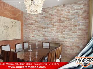 Fachaletas • Aparente de Barro tipo Ladrillo, MACERE México MACERE México Classic style dining room Bricks Multicolored