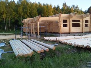 Сказочный дом из оцилиндрованного бревна., СК РРК СК РРК Casas de madera Madera Acabado en madera