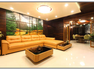 Elegant interior for 2 BHK Flat in Supreme Green Wood NIBM Pune, AARAYISHH AARAYISHH Living room