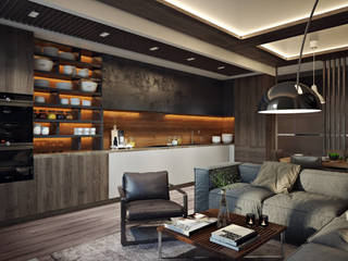 ЖК «EgoDom (ЭгоДом)», Студия дизайна "INTSTYLE" Студия дизайна 'INTSTYLE' Living room Wood Wood effect