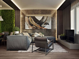 ЖК «EgoDom (ЭгоДом)», Студия дизайна "INTSTYLE" Студия дизайна 'INTSTYLE' Living room Wood Wood effect