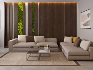 ЖК «Wellton park (Веллтон парк)», Студия дизайна "INTSTYLE" Студия дизайна 'INTSTYLE' Living room لکڑی Wood effect