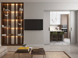 ЖК «Wellton park (Веллтон парк)», Студия дизайна "INTSTYLE" Студия дизайна 'INTSTYLE' Living room Wood Wood effect