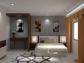 Interior Designing of 3 Bhk Apartment, Palle Interiors Palle Interiors Маленькие спальни Дерево Эффект древесины