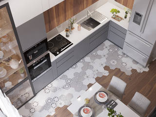 ЖК «Life Кутузовский», Студия дизайна "INTSTYLE" Студия дизайна 'INTSTYLE' Built-in kitchens Tiles