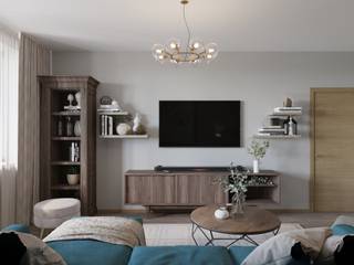 улица Крылатские холмы, Студия дизайна "INTSTYLE" Студия дизайна 'INTSTYLE' Living room لکڑی Wood effect