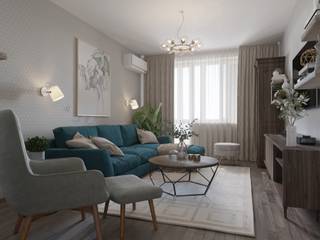 улица Крылатские холмы, Студия дизайна "INTSTYLE" Студия дизайна 'INTSTYLE' Scandinavian style living room Wood Wood effect