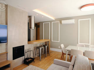 Apartamento Airbnb, Daniela Manosso Bampi - Arquitetura Inteligente Daniela Manosso Bampi - Arquitetura Inteligente Modern living room Wood Wood effect