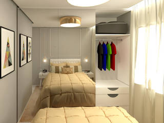 Apartamento H|L - Quarto Casal, Caroline Peixoto Interiores Caroline Peixoto Interiores Small bedroom