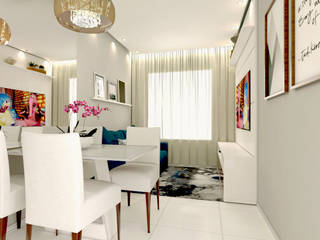 Apartamento H|L - Salas Integradas, Caroline Peixoto Interiores Caroline Peixoto Interiores Modern dining room