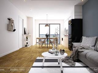 Interior design of Vincity Sportia apartment living room 65m2, Nội Thất An Lộc Nội Thất An Lộc ห้องนั่งเล่น