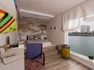 Apartamento da 'Kite Surf', KELLY ALMEIDA KELLY ALMEIDA 地中海スタイルの 寝室