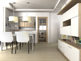 Diseño de Vivienda unifamiliar, eCa studio eCa studio Minimalist dining room Engineered Wood Transparent