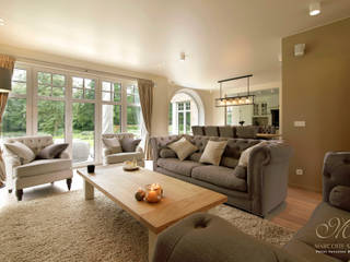 Aanbouw deluxe: zonwering & schuifpui voor aangename sfeer, Marcotte Style Marcotte Style Living room Brown