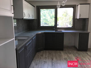 Gri Beyaz Mutfak Dolabı, İncir Dekor İncir Dekor Unit dapur Kayu Wood effect