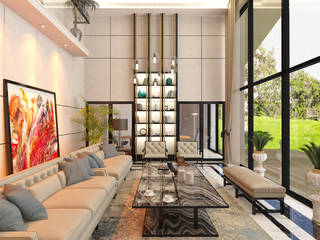 Dubai Villa Project / 1, DESIGNSONO DESIGNSONO Modern Living Room Wood Wood effect