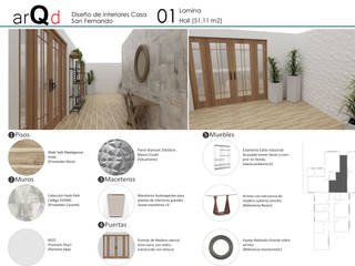 Diseño Interior Casa, ARQD spa ARQD spa Scandinavian corridor, hallway & stairs Wood Wood effect