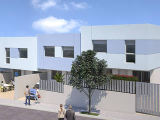 DISEÑO Y CONSTRUCCIÓN DE 6 ADOSADOS EN ASPE, ARQUIJOVEN SLP ARQUIJOVEN SLP Townhouse Aluminium/Zinc