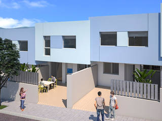 DISEÑO Y CONSTRUCCIÓN DE 6 ADOSADOS EN ASPE, ARQUIJOVEN SLP ARQUIJOVEN SLP منازل التراس ألمنيوم/ زنك