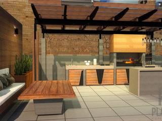 DISEÑO BBQ CASAS DEL ESTE, Plano 13 Plano 13 Terrace لکڑی Wood effect