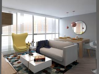 Remodelación apartamento, Moss arquitectura y mobiliario SAS Moss arquitectura y mobiliario SAS Moderne Wohnzimmer Holz Mehrfarbig