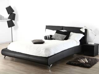 Letto matrimoniale 227x174 in ecopelle colore bianco o nero, Bagno Italia Bagno Italia Спальня Підроблена шкіра Металевий / срібло