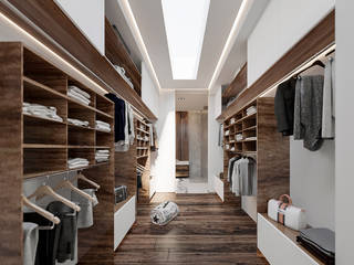 Enorme clóset behind bed Rebora Arquitectos Modern Dressing Room Wood Wood effect closet,closet amplios,closets modernos,armarios minimalista,armarios modernos,vestidores modernos,vestidor minimalista,reboramx,rebora gdl,rebora guadalajara,arquitectos en gdl,arquitectura gdl
