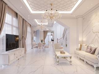 Thiết kế biệt thự Tân Cổ Điển 2 tầng sang trọng và đẳng cấp Châu Âu, ICON INTERIOR ICON INTERIOR Living room