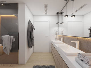 Kontrastowa łazienka, Polilinia Design Polilinia Design Nowoczesna łazienka